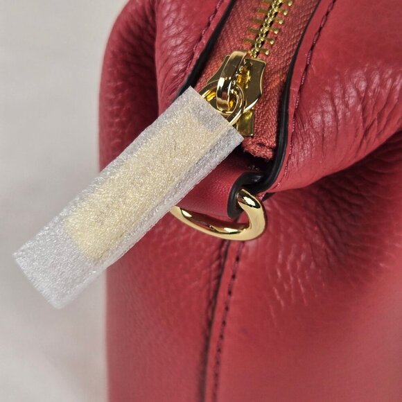 Michael Kors Hyde Small Pebbled Leather Satchel Light Berry Sorbet Double Handle - Picture 7 of 14